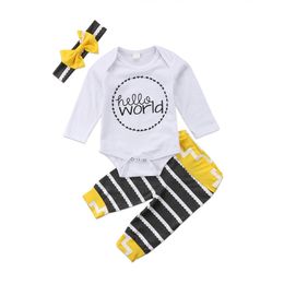 Baby Clothes 2018 New Autumn Winter Infant Clothing Sets Long Sleeve Romper Pants Headband 3PCS Boys Girls Suit Cotton Toddler Clothing