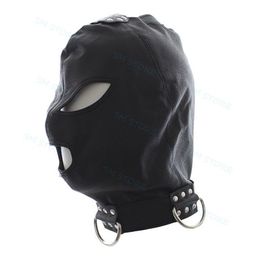 Bondage Faux Leather Open Eyes Mouth Breathable Head Hood Mask Restriant RoleplayCostume Sex Toy #R78
