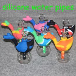 1pcs silicone Oil Burner Bubbler water Bong pipe small burners pipes bubbler dab rigs Oil rig for smoking mini heady Bongs