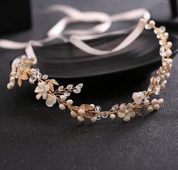 New bride headwear bride hand imitation pearl crystal hair band wedding bridal headwear