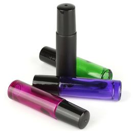 10ml Black Empty Fragrances Essential Oil Roll On Glass Bottle With Metal Roller Ball Free Shipping LX3033