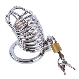 Male Chastity Device 50mm scrotum Cock Ring Penis Ring Lock Dick Bondage Chastity Cage Penis sleeve Sex Toys For Men Adult Game Y1892804
