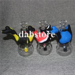 Silicone Bong Smoke Bongs 11 Mix Colours 100% Non Toxic Platinum Cured Silicone Glass Water Pipes Free Shipping Hookahs