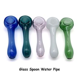 Mini Glass Spoon Water Pipes 4 Inches Colorful Heady Glass Spoon Pipes Glass Hand Pipe Bubbler Bowls Smoking Water Pipes Tobacco Pipe