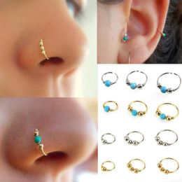 Stainless Steel Nose Ring Turquoise Nostril Hoop Nose Earring Piercing Jewellery