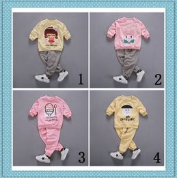 6sets Children baby boys girls clothing sets tracksuit cotton sport suit cartoon t-shirt+pants kids clothes sets A666