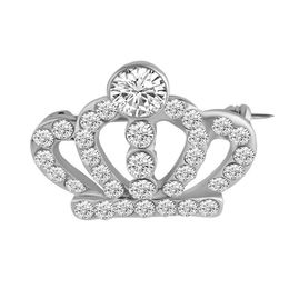 Women Girls Rhinestone Hollow Crown Brooch Tiara Suit Lapel Pin for Wedding Bridal Jewellery Accessories Gift for Love Wholesale Fast Shipping