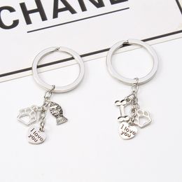 Fashion Heart Car Key Ring Silver Colour Lovers Love Key Chain Valentine'S Day Gift Couple I Love You Letter Keychain