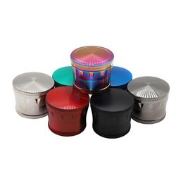 Newest Colourful 4 Parts 50MM Zinc Alloy Herb Grinder Spice Miller Crusher High Quality Beautiful Unique Design Strongest Magnetic DHL