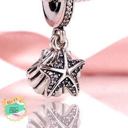 Authentic 925 Sterling Silve Bead 2017 Summer Tropical Starfish & Sea Shell Pendant Charm Fit European Bracelet Necklace Jewellery 792076CZF
