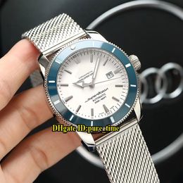 Super Ocean Classic Heritage II A1732116/G717 White Dial Japan Miyota Automatic Mens Watch Blue Ceramic Beze Stainless Steel Band Watches