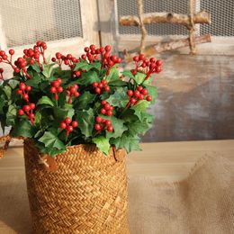 red simulation flower factory christmas fruit home decoration hand flower artificial simulation flower wall