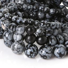 8mm Snowflake Obsidian Loose Beads Round 4 6 8 10mm Natural Stone Beads For Jewelry Making DIY Bead Bracelet Necklace High Quality