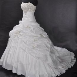 Amazing Lace Taffeta Wedding Dresses Ball Gown With Off Shoulder Beaded Appliques Wedding Party Dress Bridal Gowns QC1014