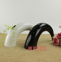 Modern ceramic creative Horn flowers vase pot home decor crafts room decorations objects wedding vases gifts porcelain figurines