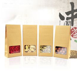 10*23.5cm Kraft paper Transparent window Plastic lining gift nut Environmental protection General box seal Self-supporting Food bags