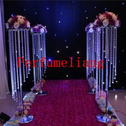 10pcs 69cm 110cm Wedding Road Lead Acrylic With Crystal Europe Wedding Centrepiece Event Party Decoration Spiral Flower Vase