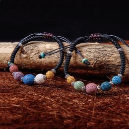 2 Styles Bohemian Colorized Natural Lava Stone Essential Oil Diffuser Bracelet Chromatic Aromthraphy Beads Bangle Women Jewelry