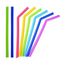 colorful silicone straws for cups food grade 25cm silicone straight bent straws for bar home drinking straws SN116