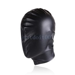 Bondage Couple Game Leather Full Head Hood Mask Blind Sensory Deprivation Restraint New #R98