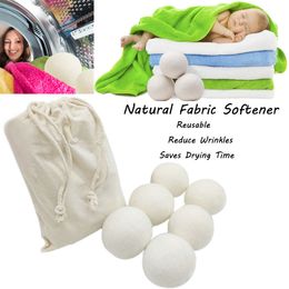 6 pcs bolas de lavanderia de lã para secador máquina de lavar roupa premium secador de lã bolas reutilizáveis ​​de tecido natural 6cm