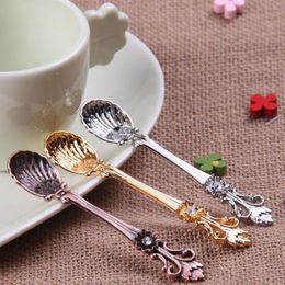 Vintage Alloy Coffee Spoon Crown Palace Carved Dining & Bar Tableware Small Tea Ice Cream Sugar Cake Dessert Dinnerware Spoons
