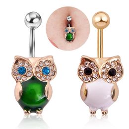 Trendy Owl Belly Ring For Women Opal Rhinestone Body Jewelry Women's Navel & Bell button Rings