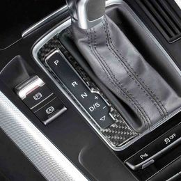 Carbon Fiber Console Car Gearshift Panel Frame Stickers Gear Knob Cover Decorations Accessories For Audi A4 B8 A5 Q5 Car Styling