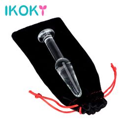 IKOKY Glass Anal Plug Erotic Toys Prostate Massager Crystal Anal Sex Toys for Men Women Masturbation Butt Plug Adult Products S921
