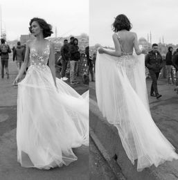 liz martinez star lace dresses abiti da sposa v neck backless sexy bridal gowns beach a line princess wedding dress