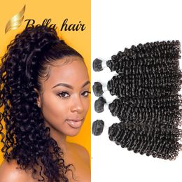 4Pcs/lot Quality Brazilian Hair 10-26inch Grade 9A Natural Black Curly Human Weave Julienchina BellaHair