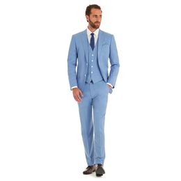 Brand New Light Blue Groom Tuxedos Excellent Men Wedding Tuxedos Two Button Side Vent Men Prom Party Dinner Suit(Jacket+Pants+Tie+Vest) 2008