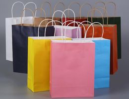 200pcs Fedex DHL Free ship 13 Colour Fashion Hand Bags Length Handle Paper Bag Gift Packing 27*21*11cm