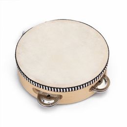 Children's toy tambourine with wood with 6 " Leather