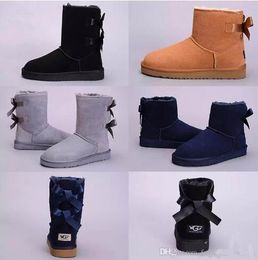 2018 winter Australia Classic snow Boots High Quality WGG tall boots real leather Bailey Bowknot women's bailey bow Knee Boots shoes