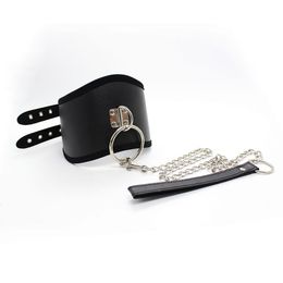 Bondage PU Leather Padded Posture Noble Neck Collar Goth Leash Adjustable Restraint Sexy