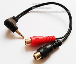 Cables, 90 degree Angled 3.5mm Stereo Male plug to Dual RCA Female Adapter Audio Y-Cable about 0.2M/2pcs