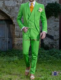 New Fashion Green 3 Piece Suit Men Wedding Tuxedos Handsome Groom Tuxedos Excellent Men Business Dinner Prom Blazer(Jacket+Pants+Tie+Vest)85