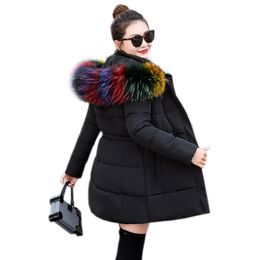 Горячая! Поддельные лисы меховые воротник зимнее пальто женщины 2018 новая мода зимняя куртка женщины Parka длинные пуховики женские теплые верхняя одежда S18101504