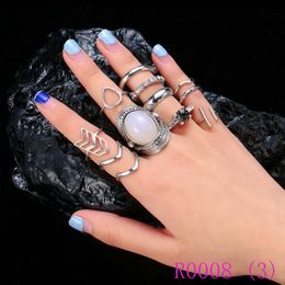 3pcs Retro Stone Finger Rings Set for Women Bohemian Rhinestone Bague Femme Anillos Valentines Day Gift Jewellery R0008