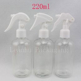 20 X 220ml transparent empty plastic fine spray pump cosmetic containers ,makeup clear PET bottle with trigger sprayer pump