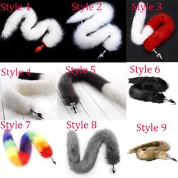 9 Colours 75cm Long Fox Tail ,Fetish Sex Toys , Anal Plug Tail, Sexy Faux Tail Silicone /Metal Butt Plug Sex Produts ,Erotic Toys D18111502