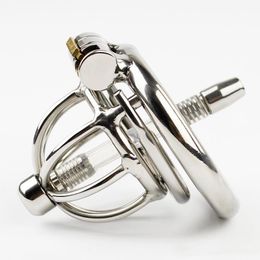 Stainless Steel Stealth Lock Male Chastity Devices With Catheter Cock Cage Penis Chastity