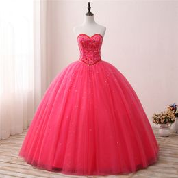 2018 New Arrived Real Photo Sexy Crystal Ball Gown Quinceanera Dress with Beading Sequin Tulle Sweet 16 Dress Vestido Debutante Gowns BQ133