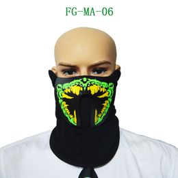 FineGreen FG-MA-06 Horrible Human skeleton Voice-activated Luminescent mask PC Outdoor riding mask For Halloween Easter Masquerade