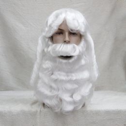 Christmas Party Cosplay Short Beard Santa White Wig
