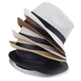 Hot new Men cap s Women Straw Hats Soft Panama Hats Outdoor Stingy Brim Caps Colors Choose