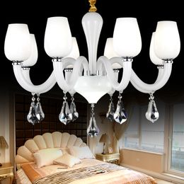 Big Discount Modern Crystal Chandelier with High Quality K9 Lustres De Cristal droplight Crystal Chandelier in Frosted White Colour for Hotel