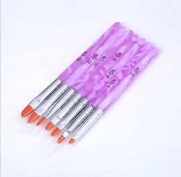 7pcs Nail Art Brushes Decoration Brush Set Tools purple Handle Painting Pens UV Gel Nail Polish Painting Drawing