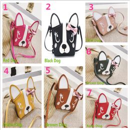 Girls Bag 2018 Cute Dogs And Cats Bag Fashion Handbag Kids PU Material Purses Teenagers Handbag Girls Mini Inclined Shoulder Bag 17Colors